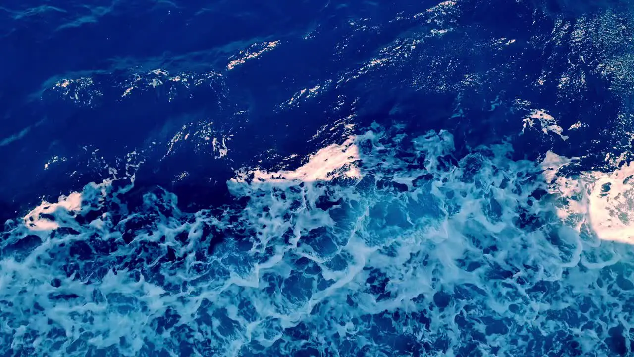 Down View Of Flow Of Waves Due to Ferry Boat Sailing In Sea Croatia