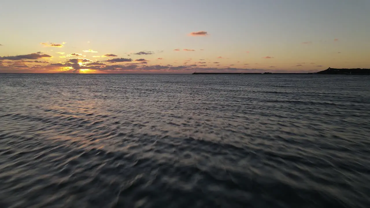 Sunset Ocean Waves Aerial View