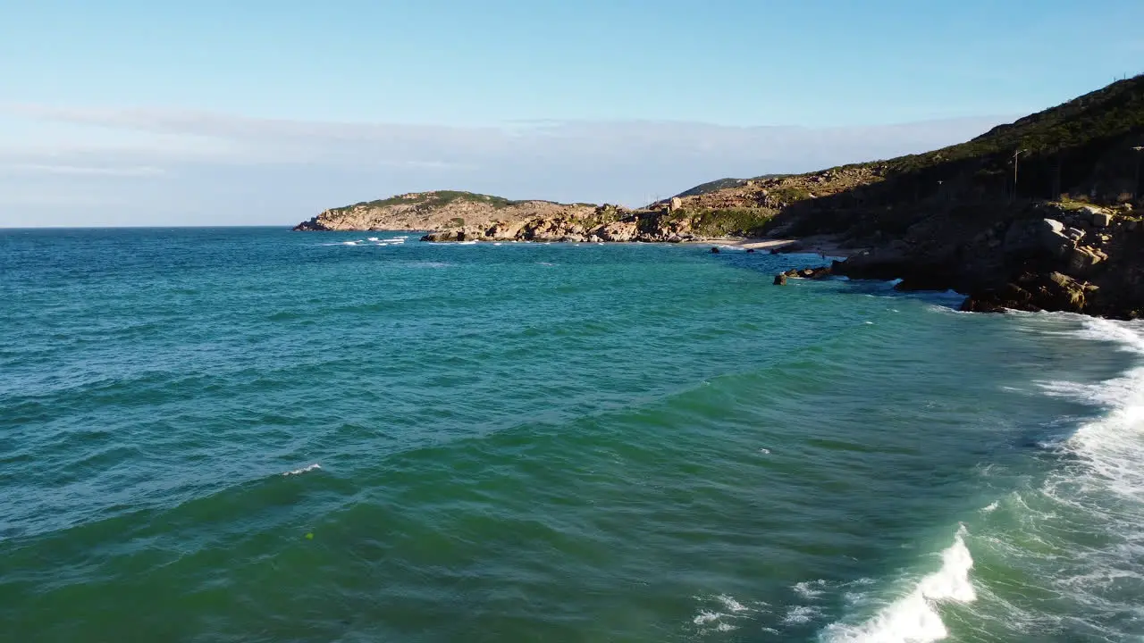 Majestic Vietnam coastline with blue ocean and sandy beaches aerial drone shot