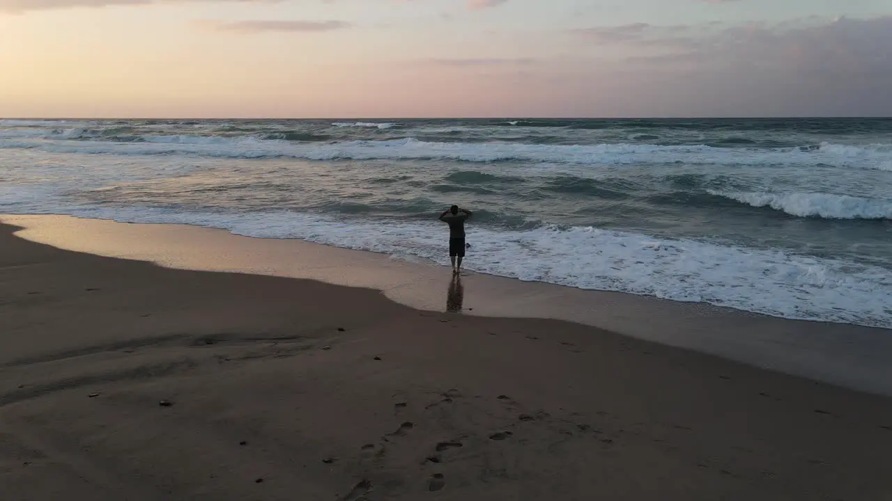 Alone Sunset Beach Aerial Drone