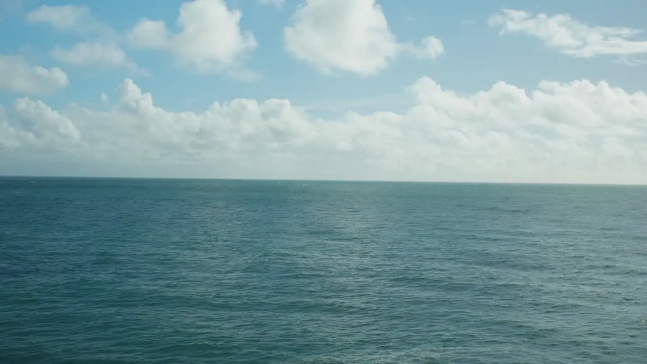 4K Slow motion panoramic landscape shot of the ocean on a sunny day