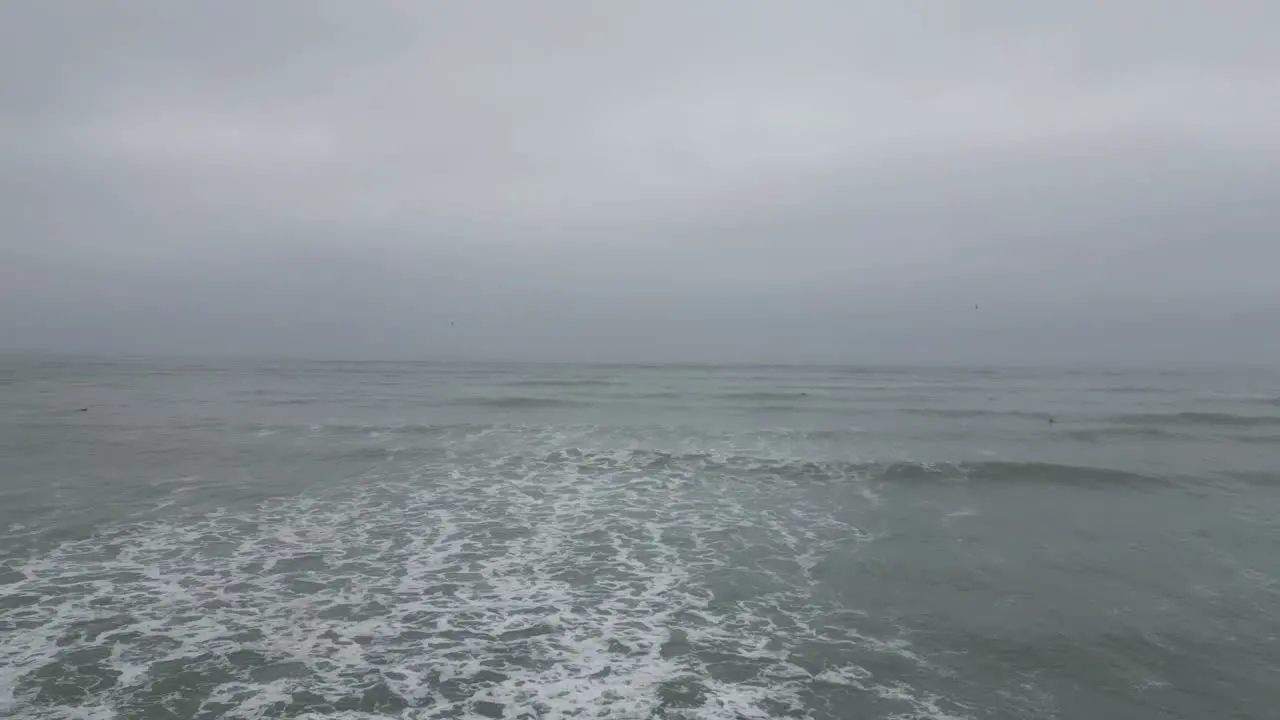 Slow aerial dolly shot of the sea in