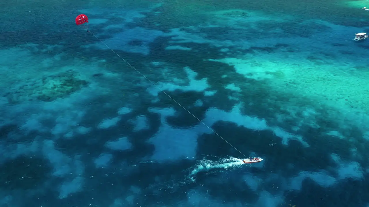 Parasailing over the incredible island of San Andres in Colombia