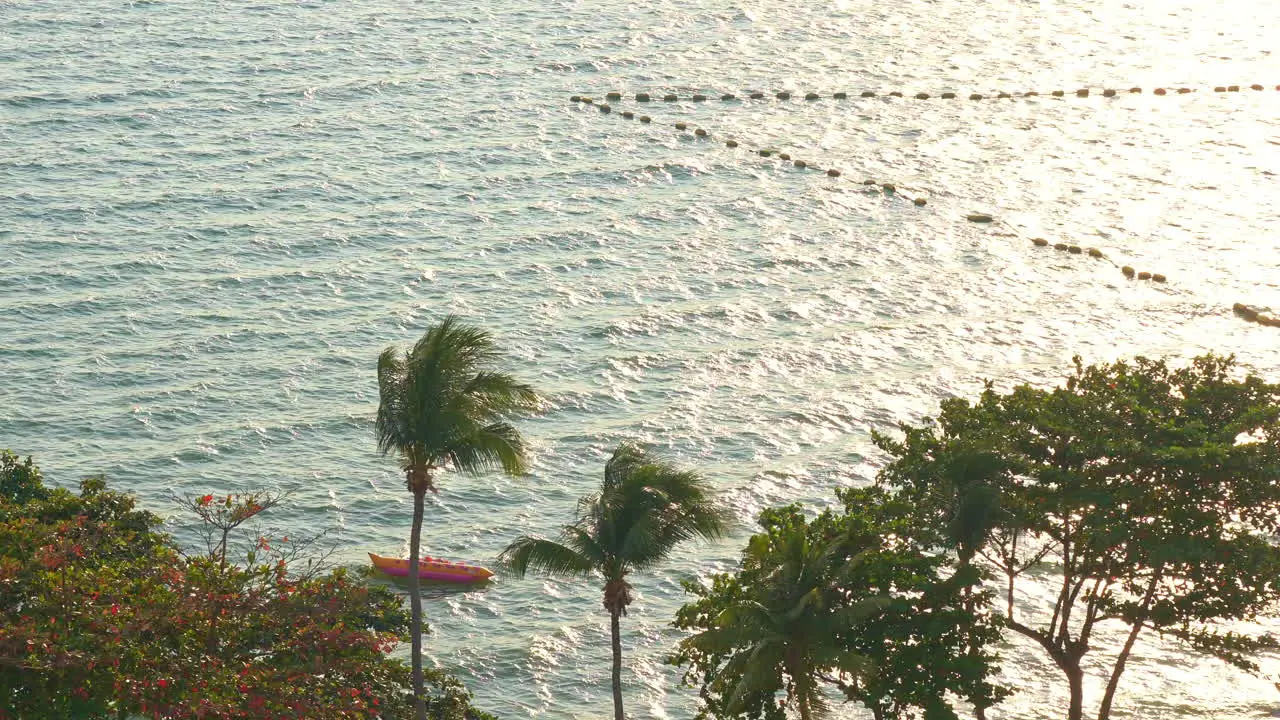 Crystal clear sea water empty bathing spot tourist site end of day