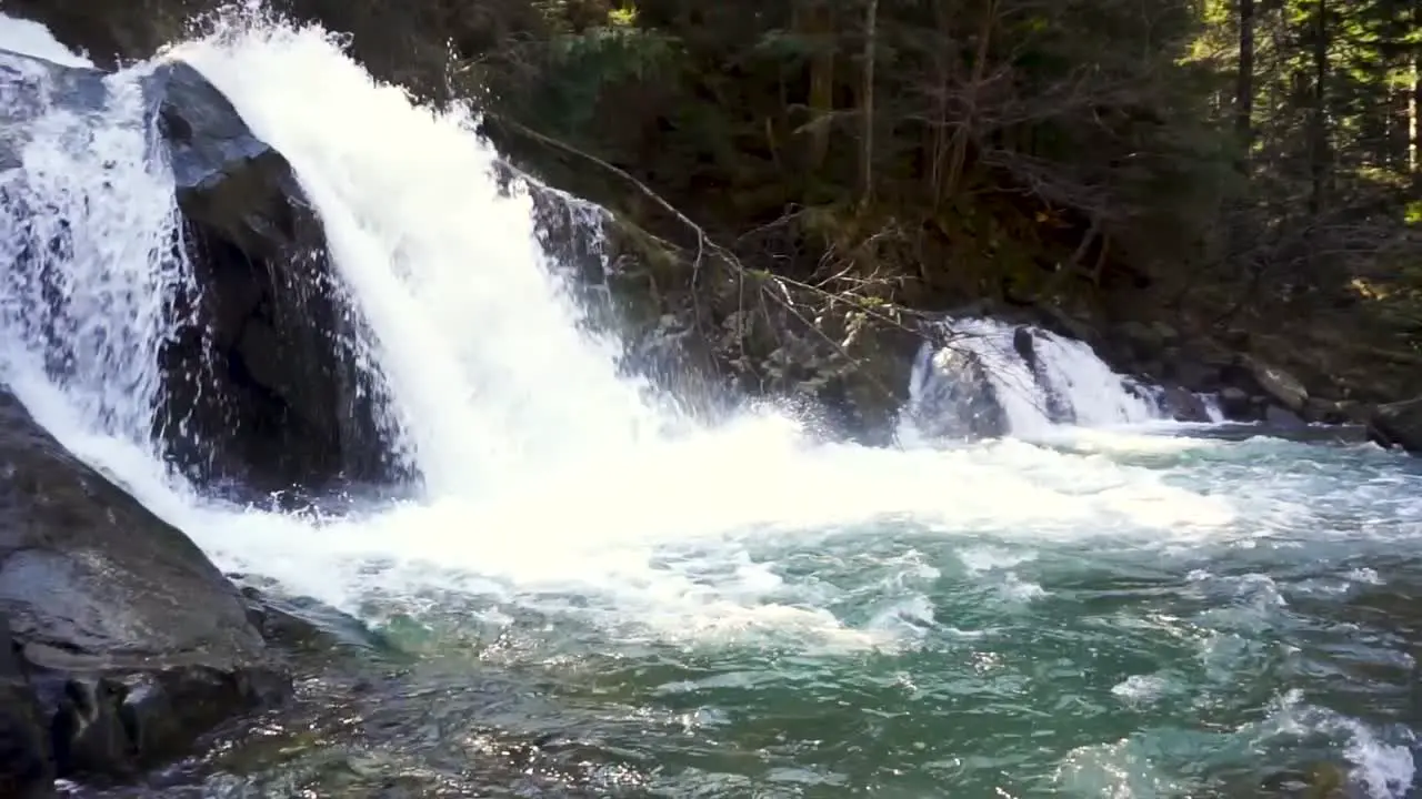 Pan shot of rough waterfall