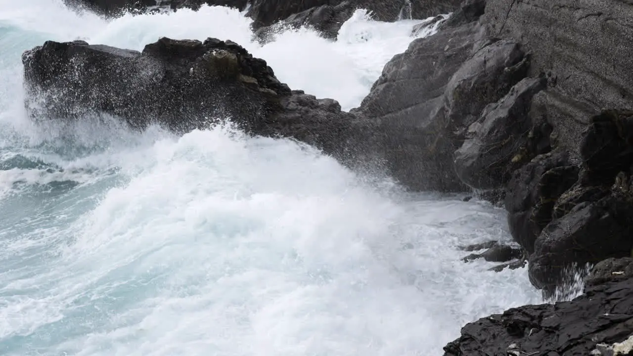 Ocean Waves Crashing Against Rocks And Cliffs In Genoa Italy