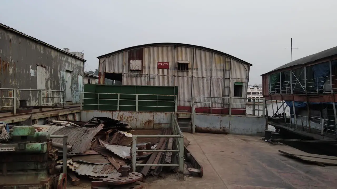 Debris on a terminal wharf buriganga river boat shipping trash