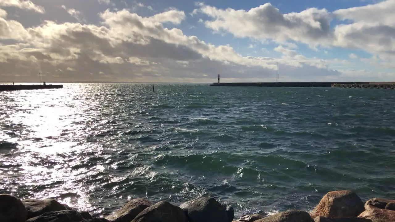 Pier in the distance from cliffs