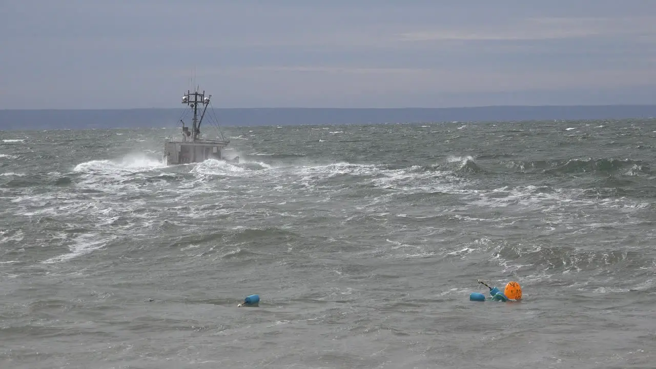 Canada Bay Of Fundy Boat In Rough Water