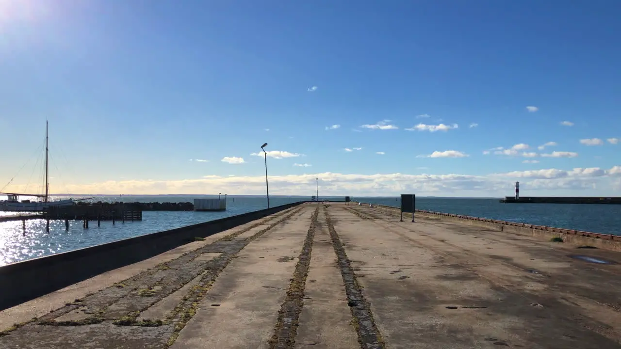 Boat marina docking bay on a sunny day