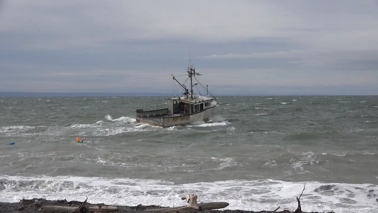 Canada Bay Of Fundy Boat In Rough Sea