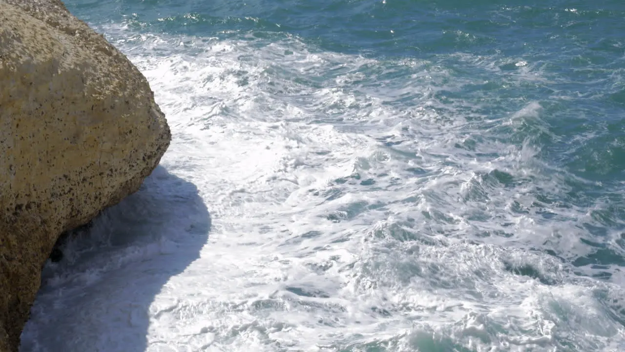 White chalk rock and wavy sea Rosh Hanikra