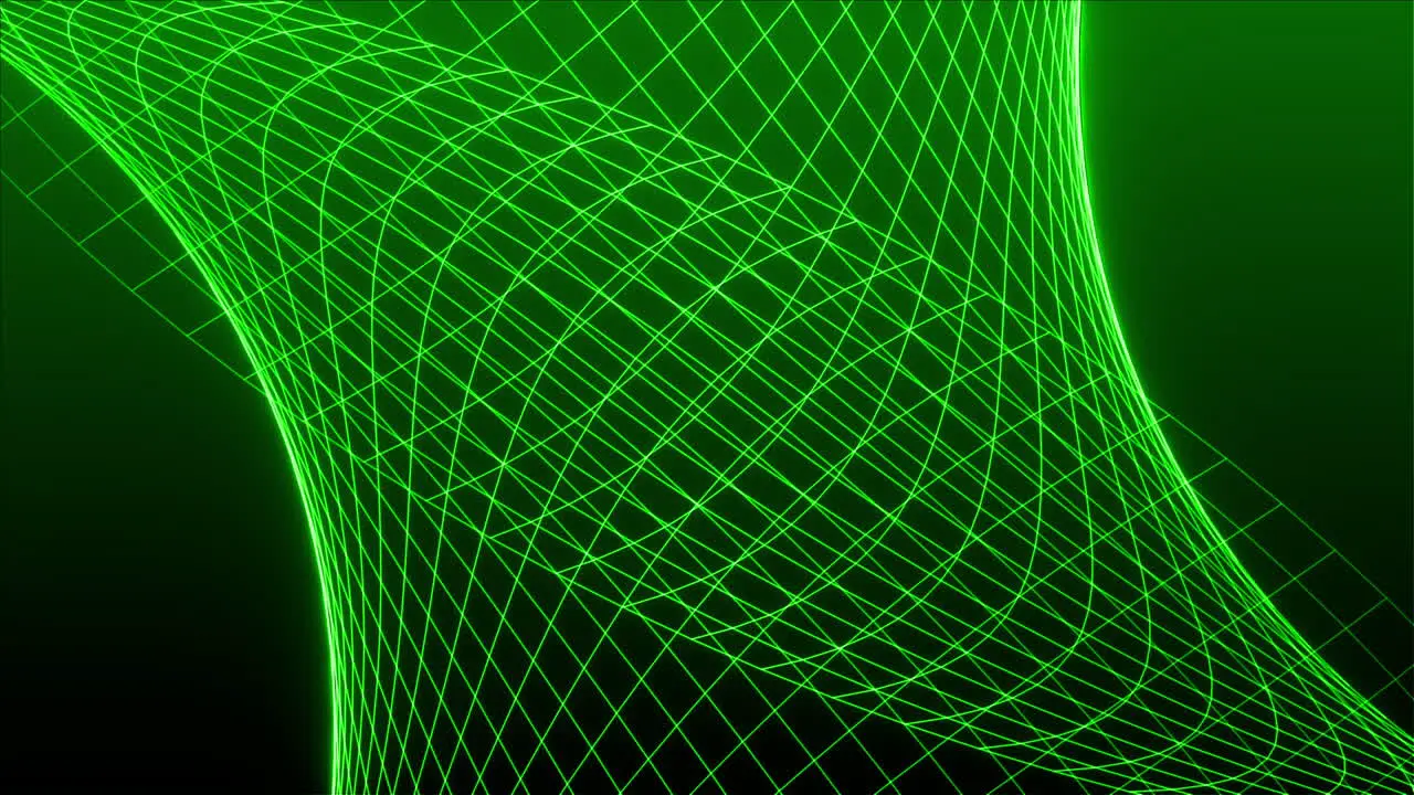 Two green grid planes traveling and forming a glowing continuous animation loop