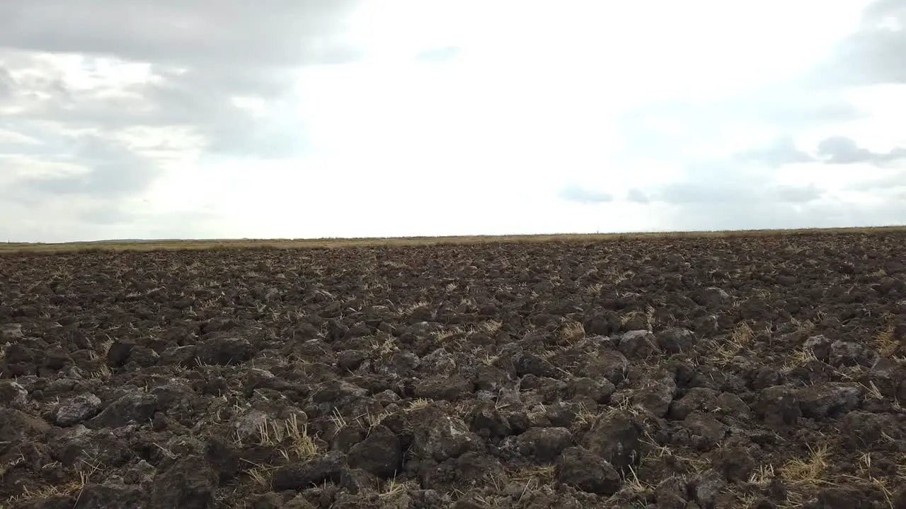 Just Plowed Field and Cloudy Sky