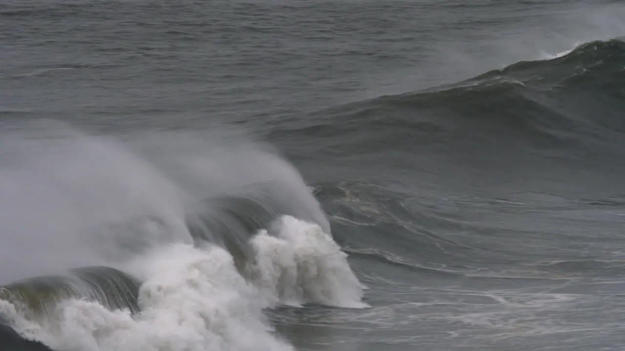 Massive ocean waves crushing and splashing