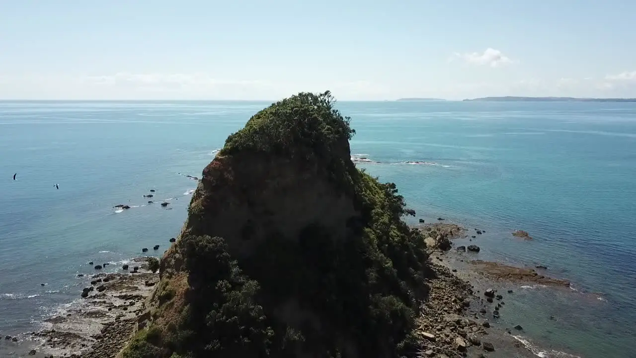 Aerial view of an Island in the ocean at bay of islands New zealand