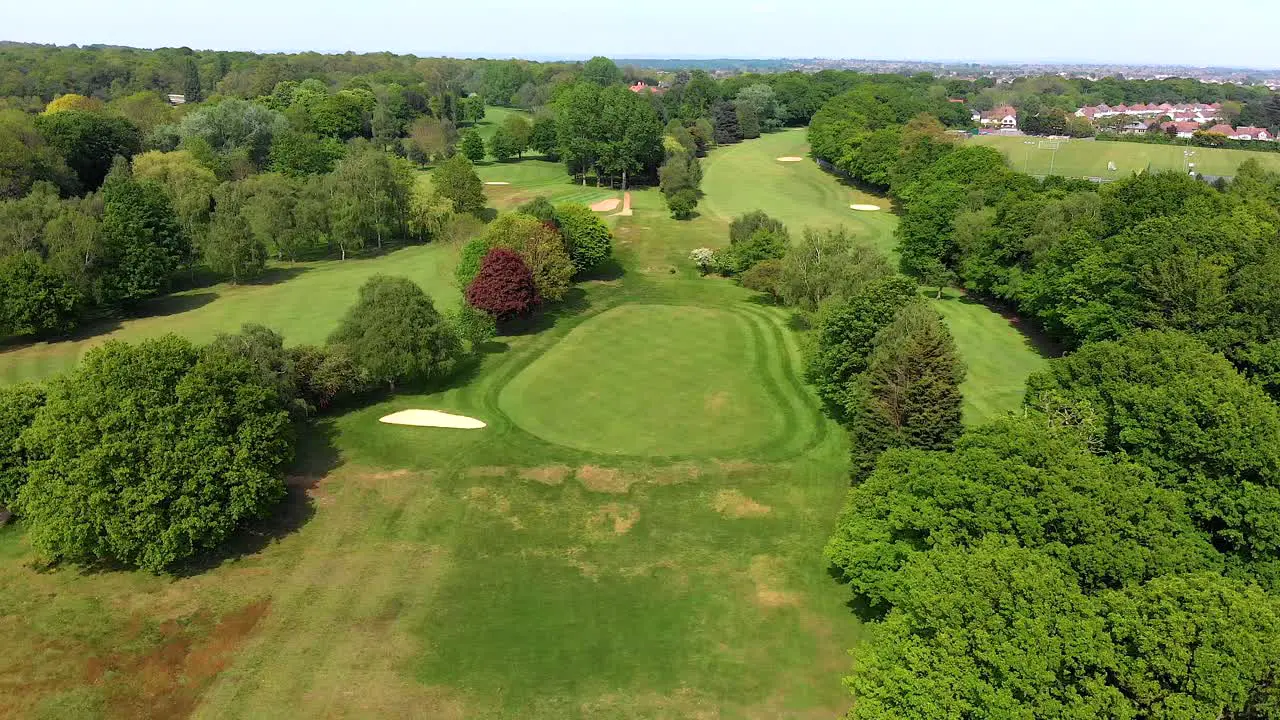 Aerial Crane Shot over English Golf Course in Kent