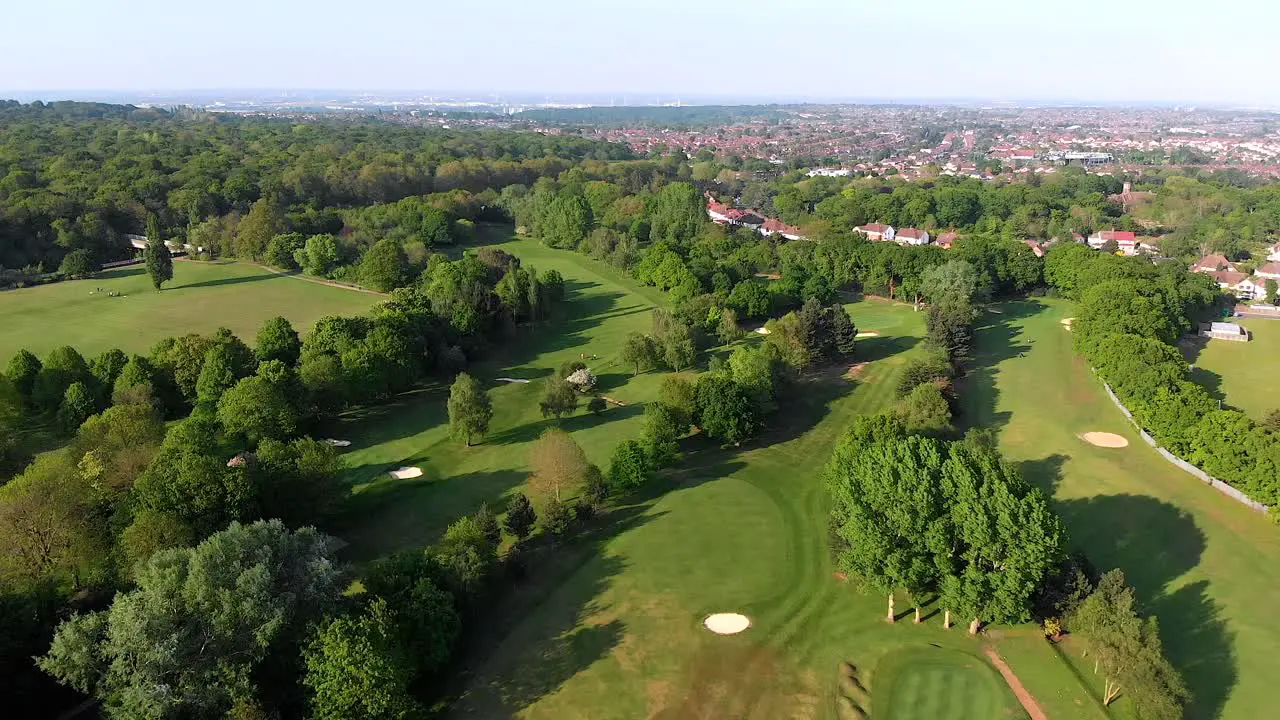 Aerial Flyover of English Golf Course and Fairway