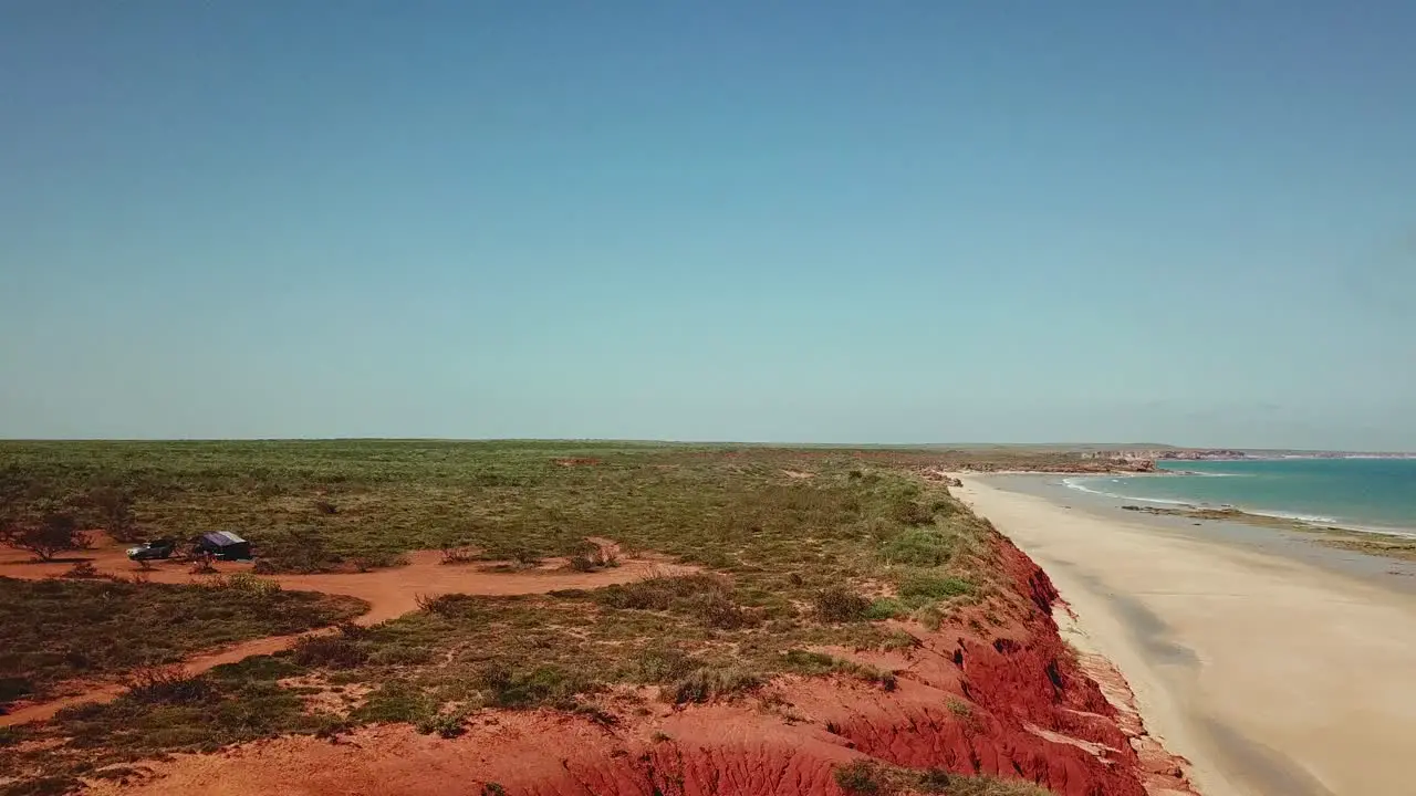 Red Sand Dunes and Beach View Australia Aerial