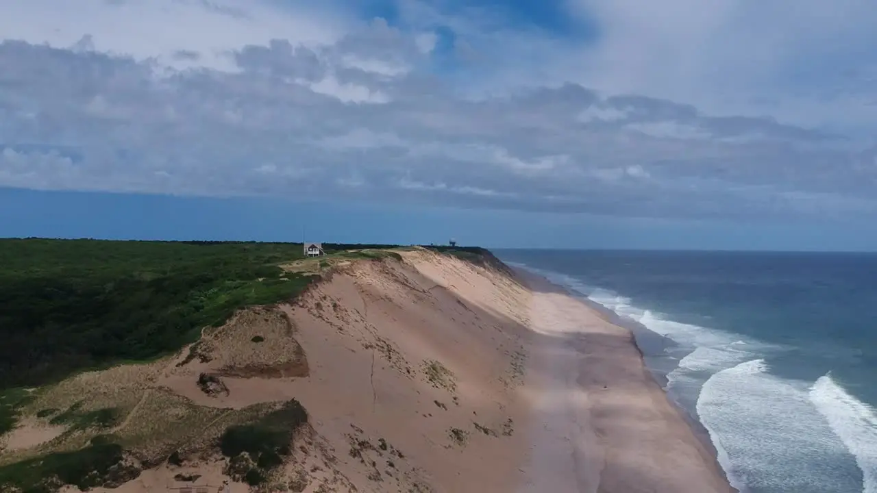 Drone Landscape Oak Bluffs Cape Cod Massachusetts Atlantic Ocean Waves Crashing