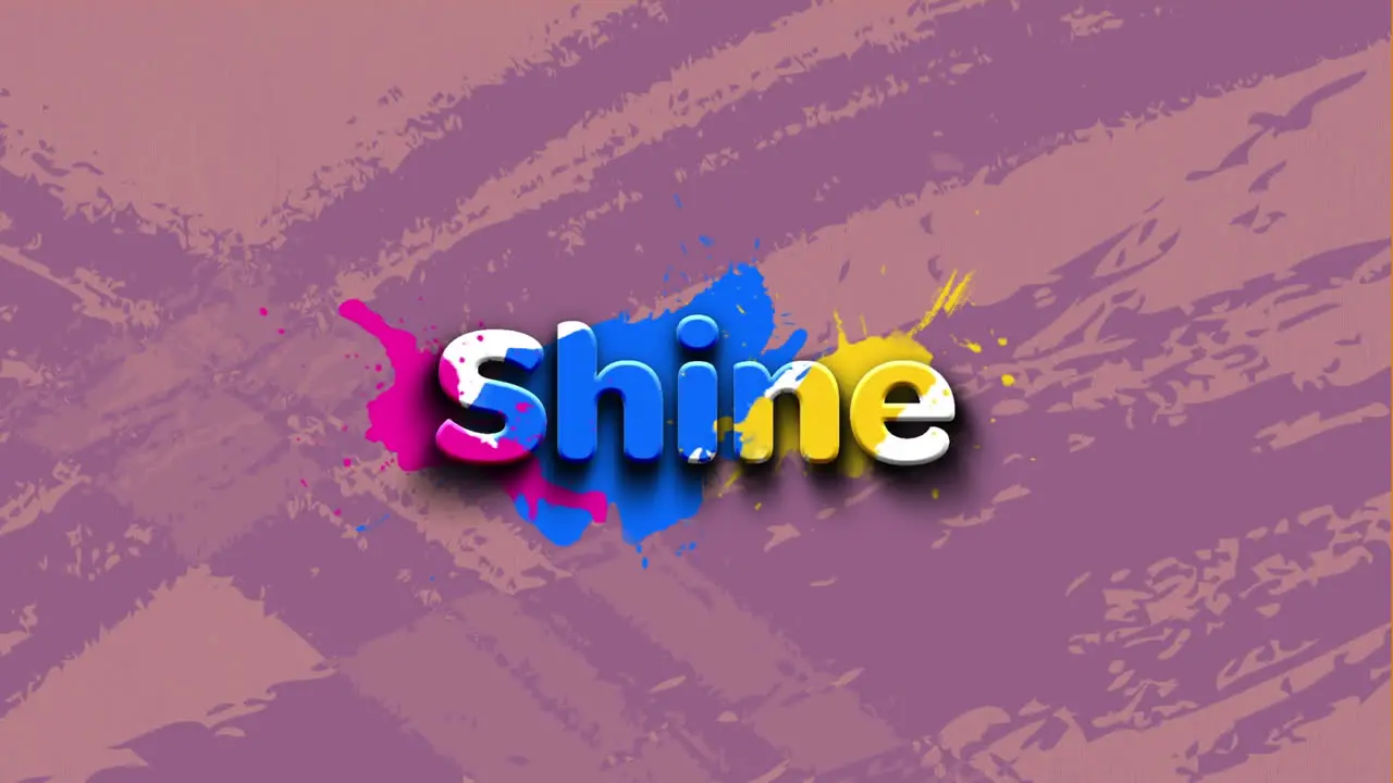 Animation of paint stain over shine text against changing grunge effect on purple background