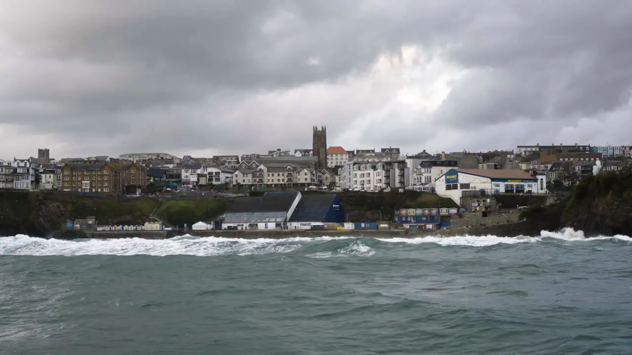 Rough Sea And Strong Wind As Storm Alex Hits Newquay On The Cornish Coast In England