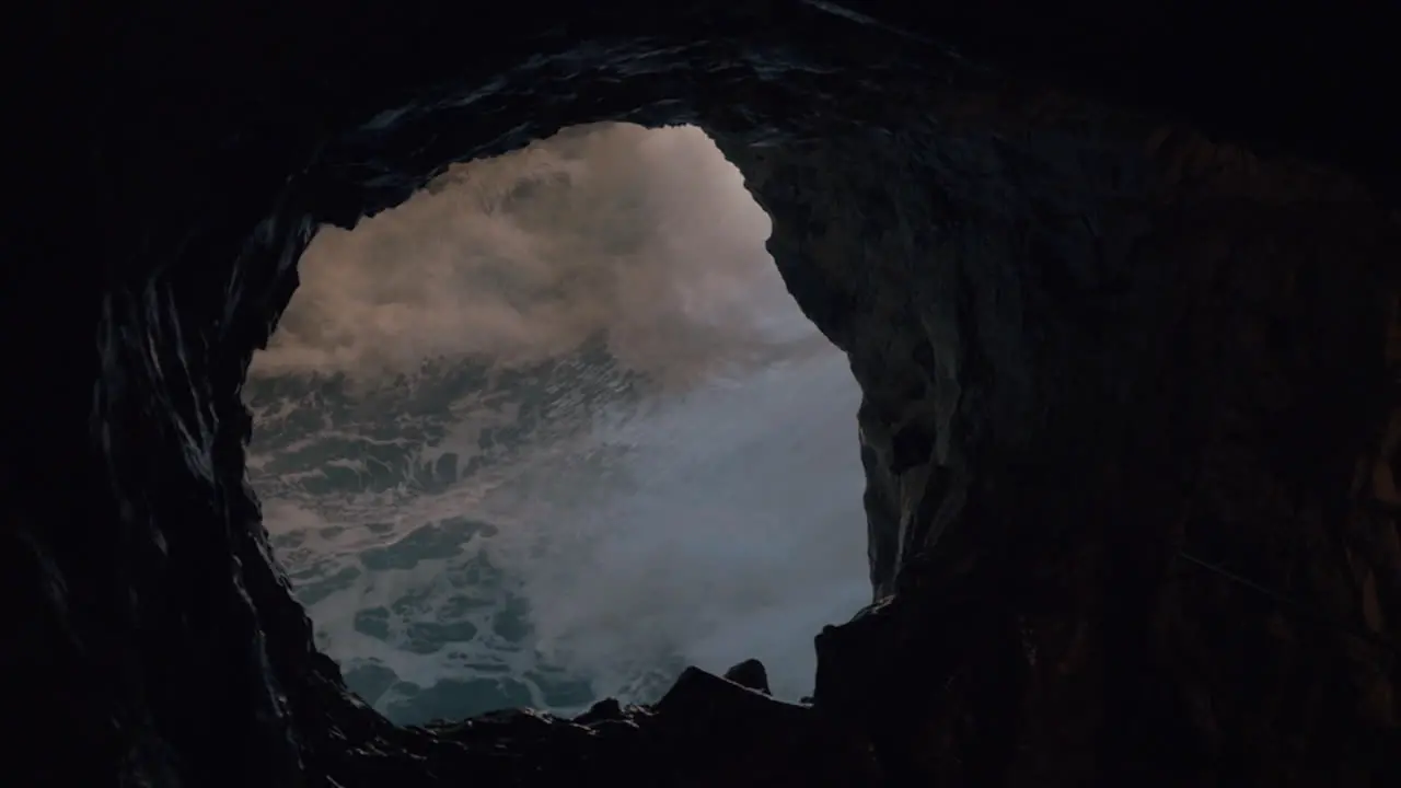 View to water from the sea cave of Rosh Hanikra