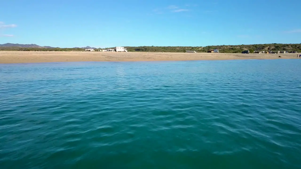 Campground on Tropical Beach in Mexico Coastline Aerial establishing Drone View