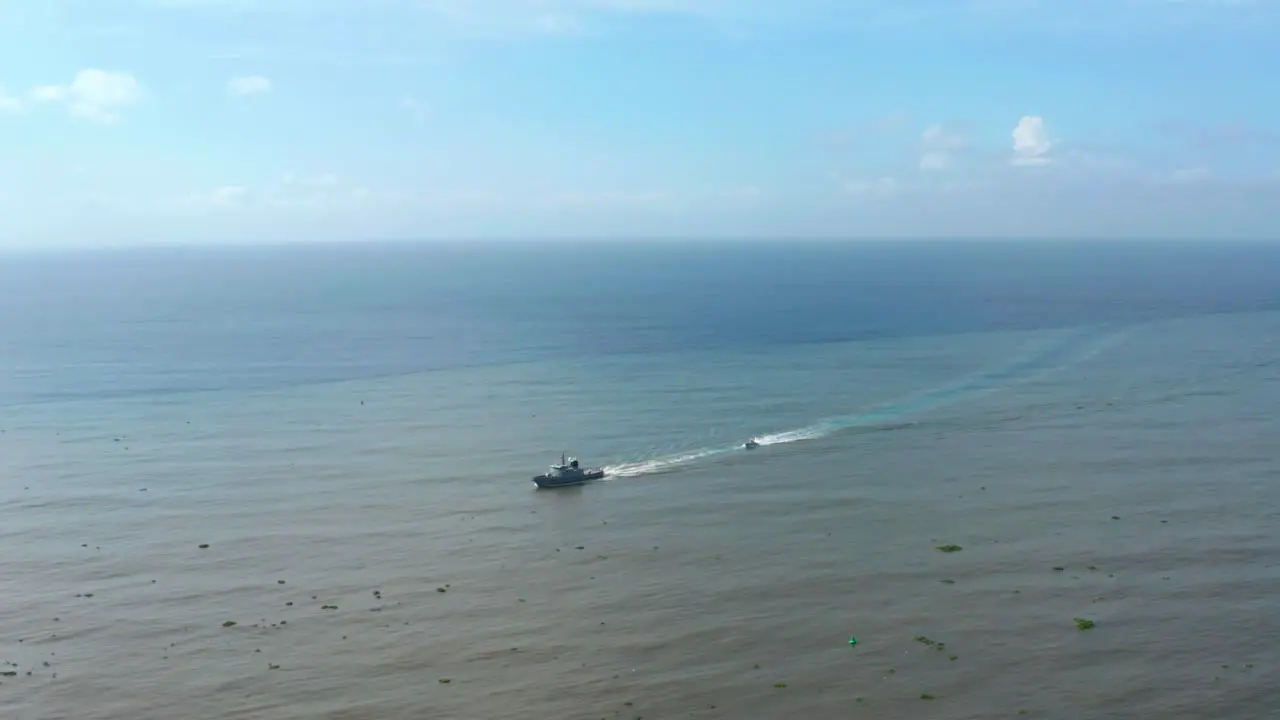 Armed ship navigating on Caribbean sea Santo Domingo in Dominican Republic