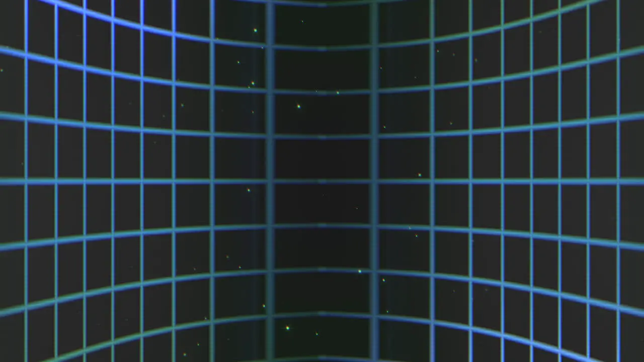 Neon blue grid pattern with stars in dark galaxy in 80s style