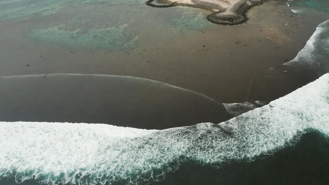 Aerial of tropical bay with Senggigi Beach on shore of Lombok island