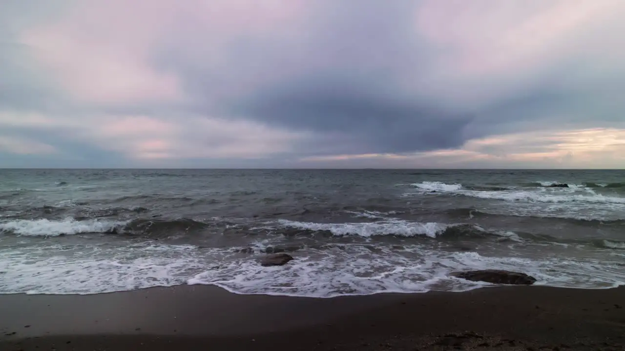 Ocean waves on a cloudy and windy day