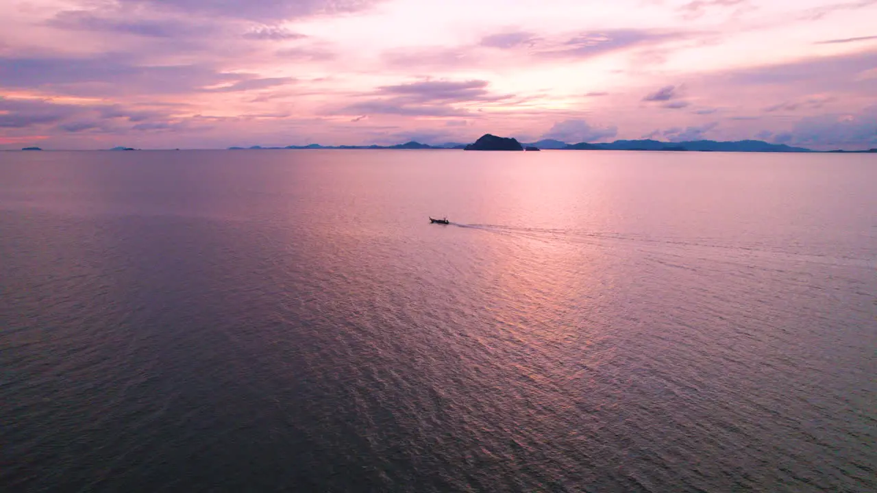 Aerial shot of the sunset at sea