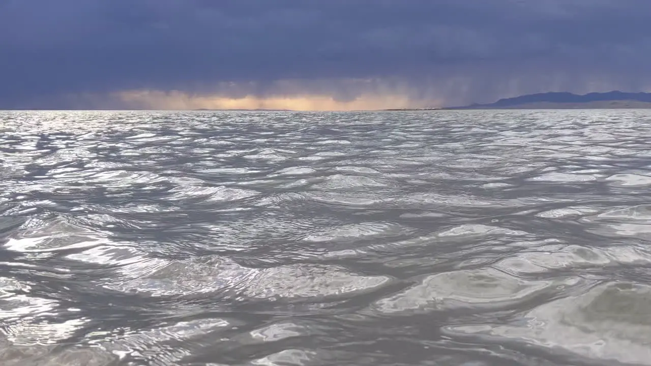 Water Ripples on the Surface of the Salt Lake in Utah during Sunset