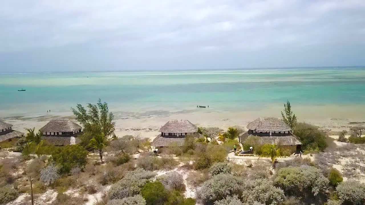 Aerial Over A Resort Hotel Along The Coast Of Madagascar