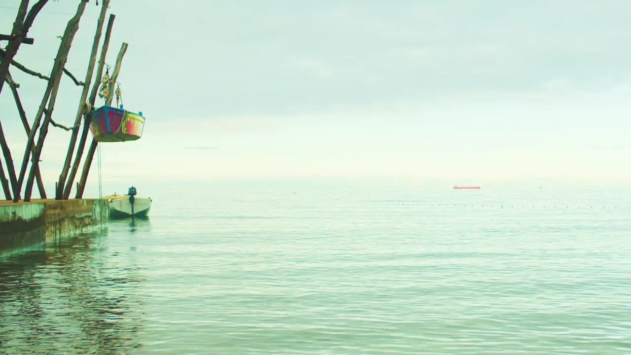 Croatian coast at winter time with small boat dock 03