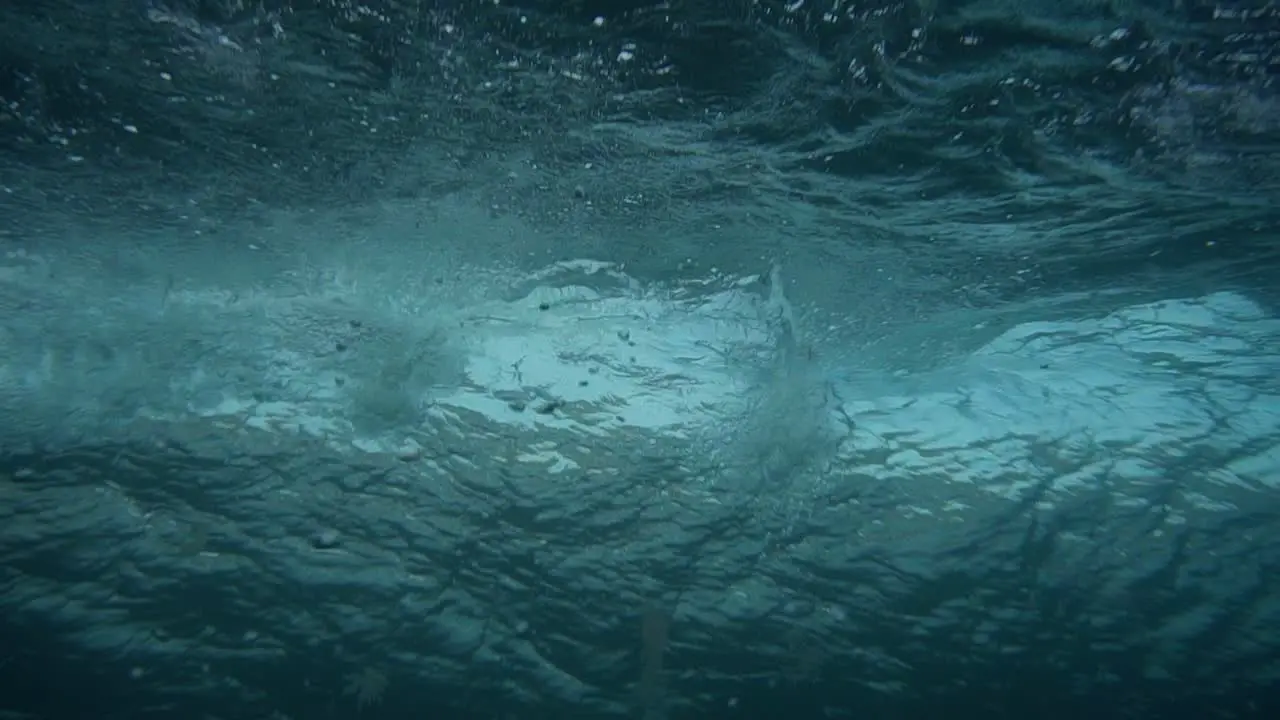 Underwater shot of wave breaking slow motion in Canary Islands