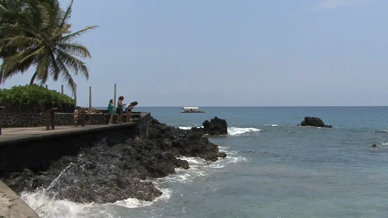 Seawall at Kealakehua Bay in Hawaii