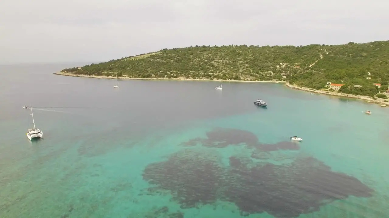 Beautiful view of the beach with boats