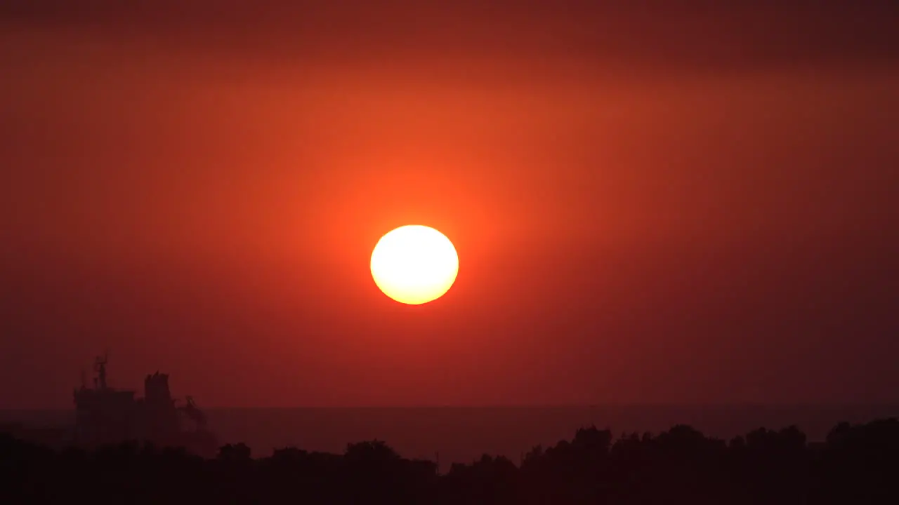 Guatemals bright setting sun touches horizon time lapse