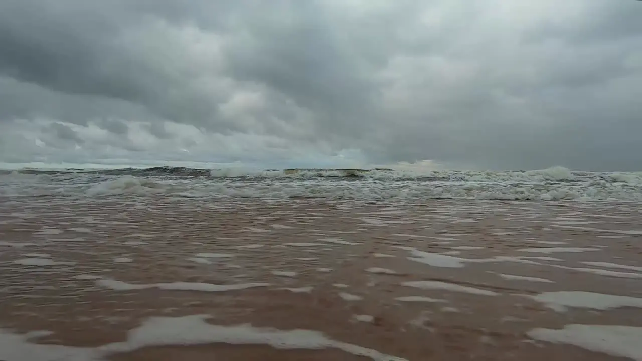 Sea waves propel the foam to the shore