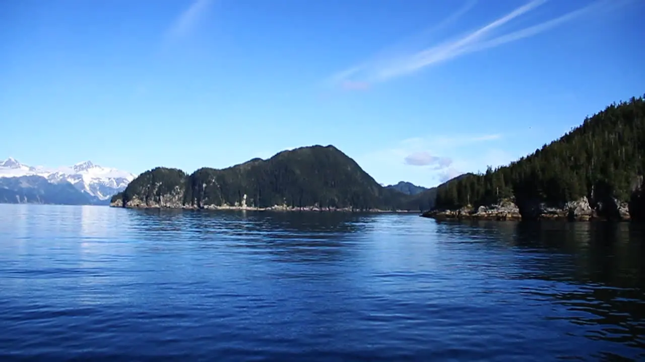 Waves Ripple in Lake with Mountains and Birds in Background in Alaska