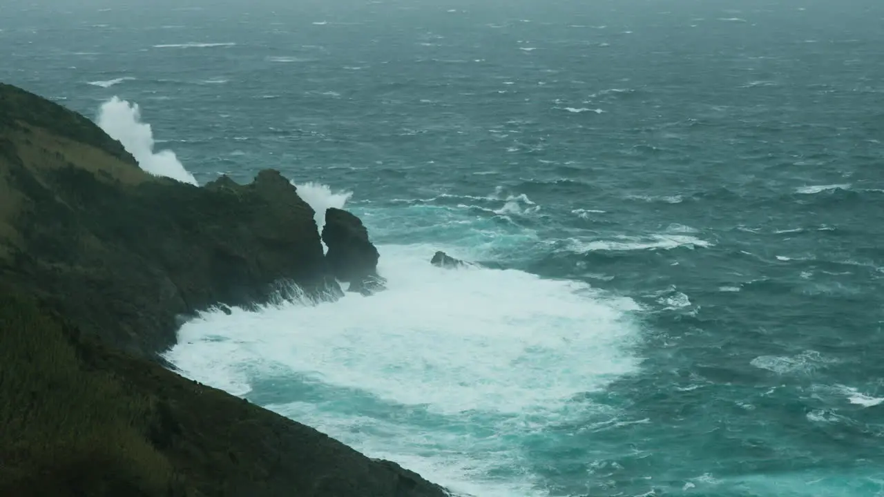 A stormy sea around the coast of Faial Azores