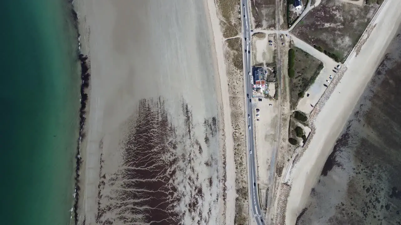 The beach of penthievre on the quiberon peninsula in brittany  droneshot from above