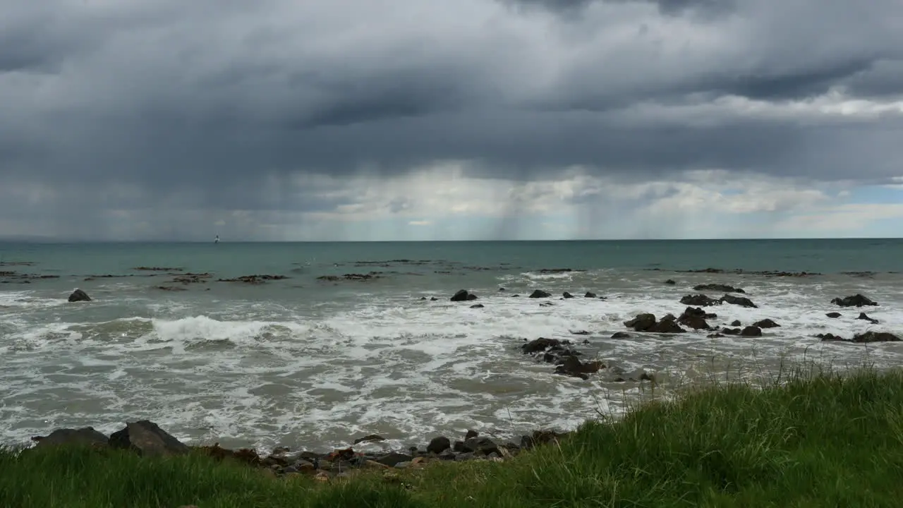 New Zealand Kaka Point Rain Waves And RocksMov