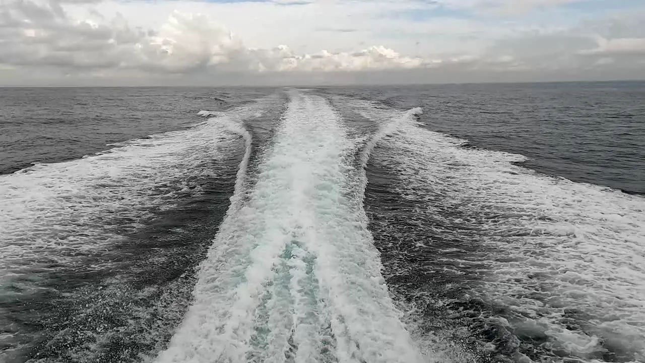 Wake of vessel Wide wake trail from boat