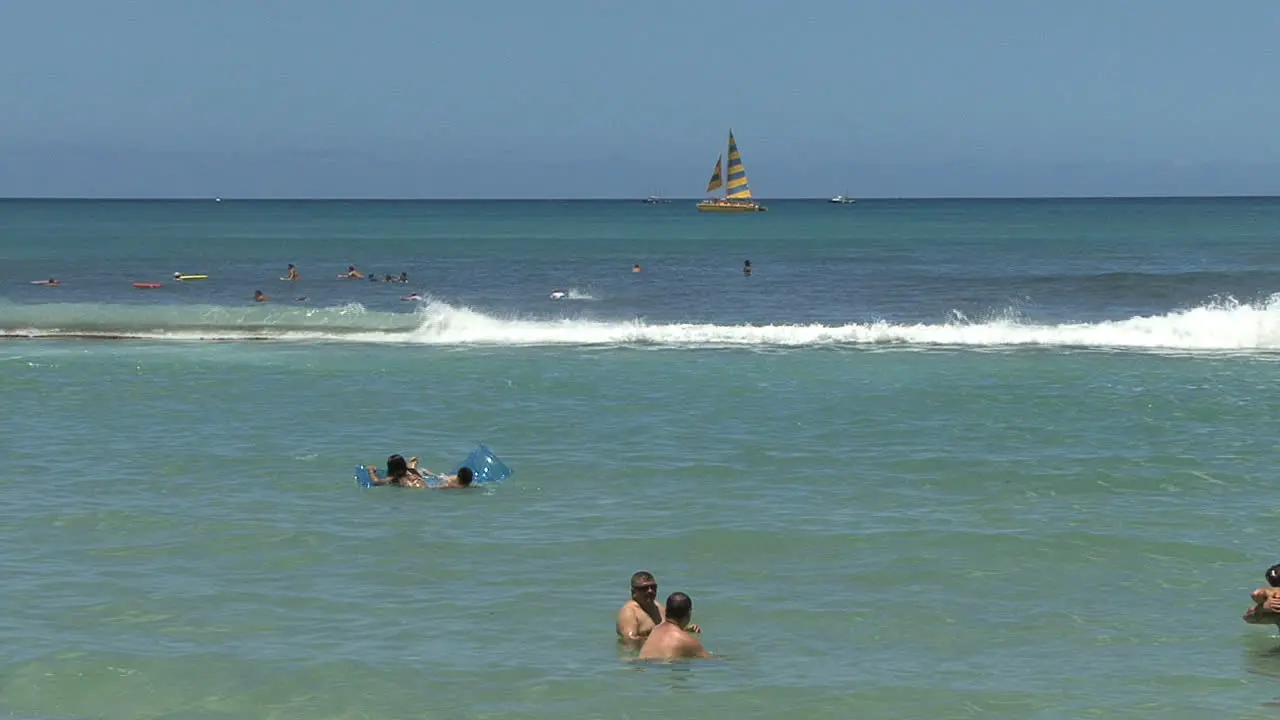 Waikiki swimmers reed and sailboat