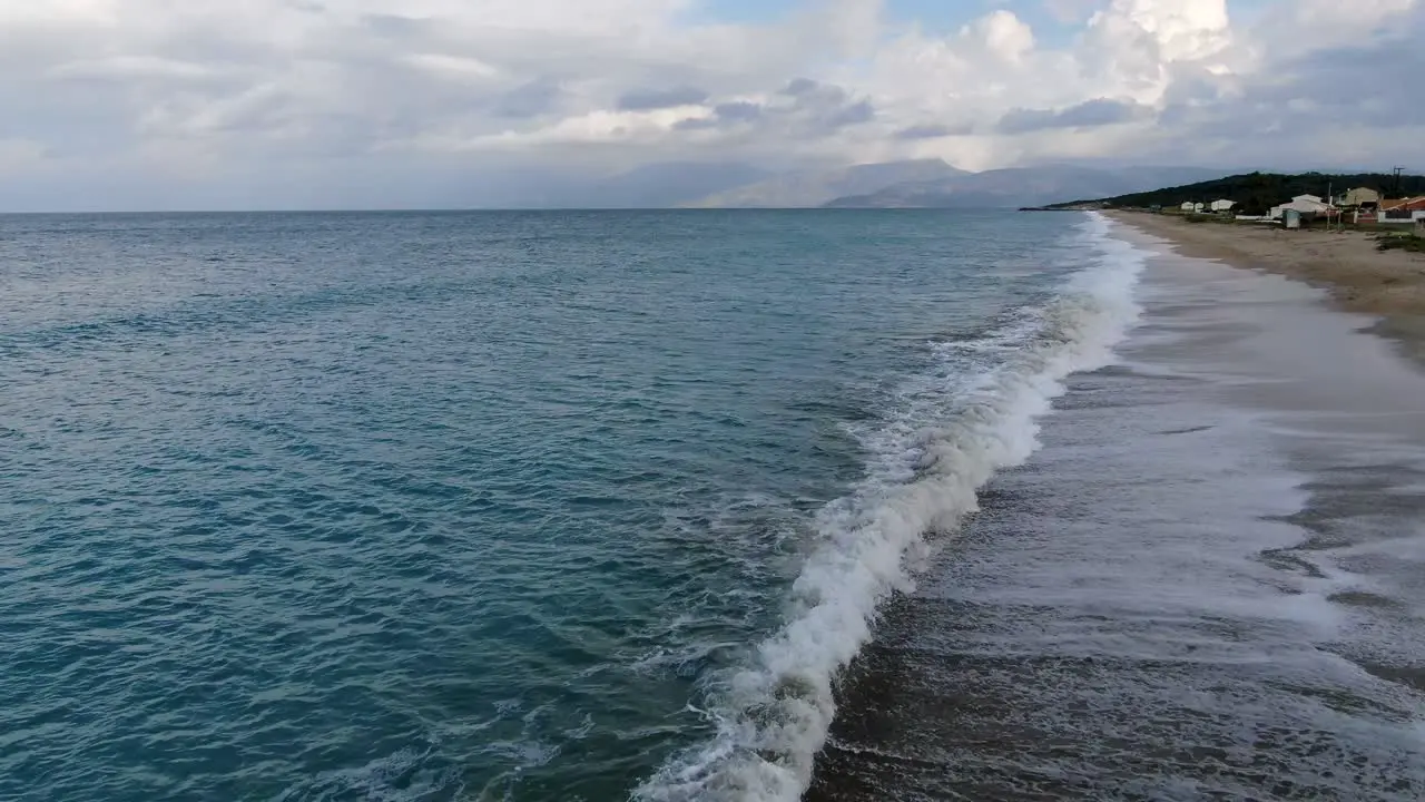 Aerila drone view of beautiful beach in north corfu greece