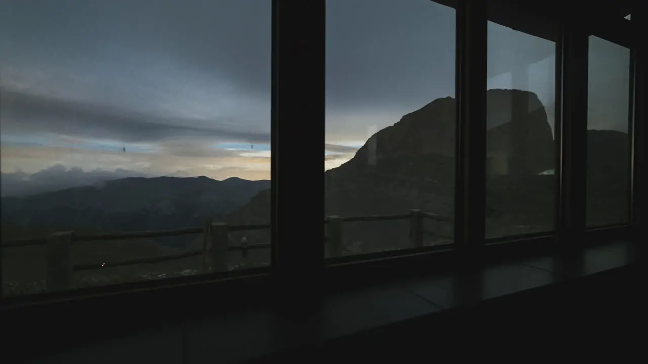 Moving night timelapse inside a mountain shelter at night Olympus Apostolidis Mytikas