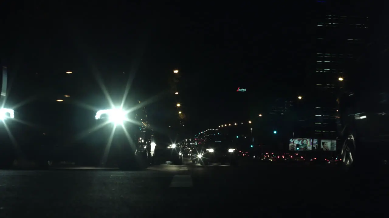 light cars on the street at night